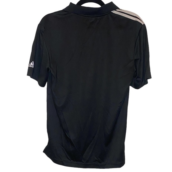 Adidas Dri Fit Moisture Wicking Three Stripe Black White Mens Short Sleeve Polo - Picture 3 of 3